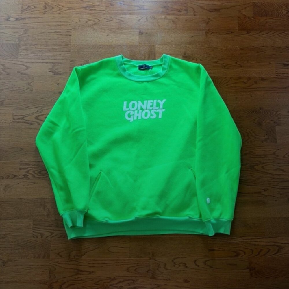 Lonely Ghost Sweatshirt Soft Sweatshirt L Pullover Crewneck Pockets Neon Green